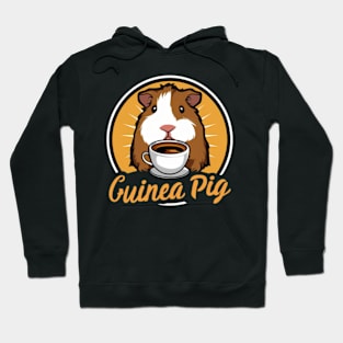 printed design of a guinea pig sipping a cup of coffee, cute cartoon style(1) Hoodie